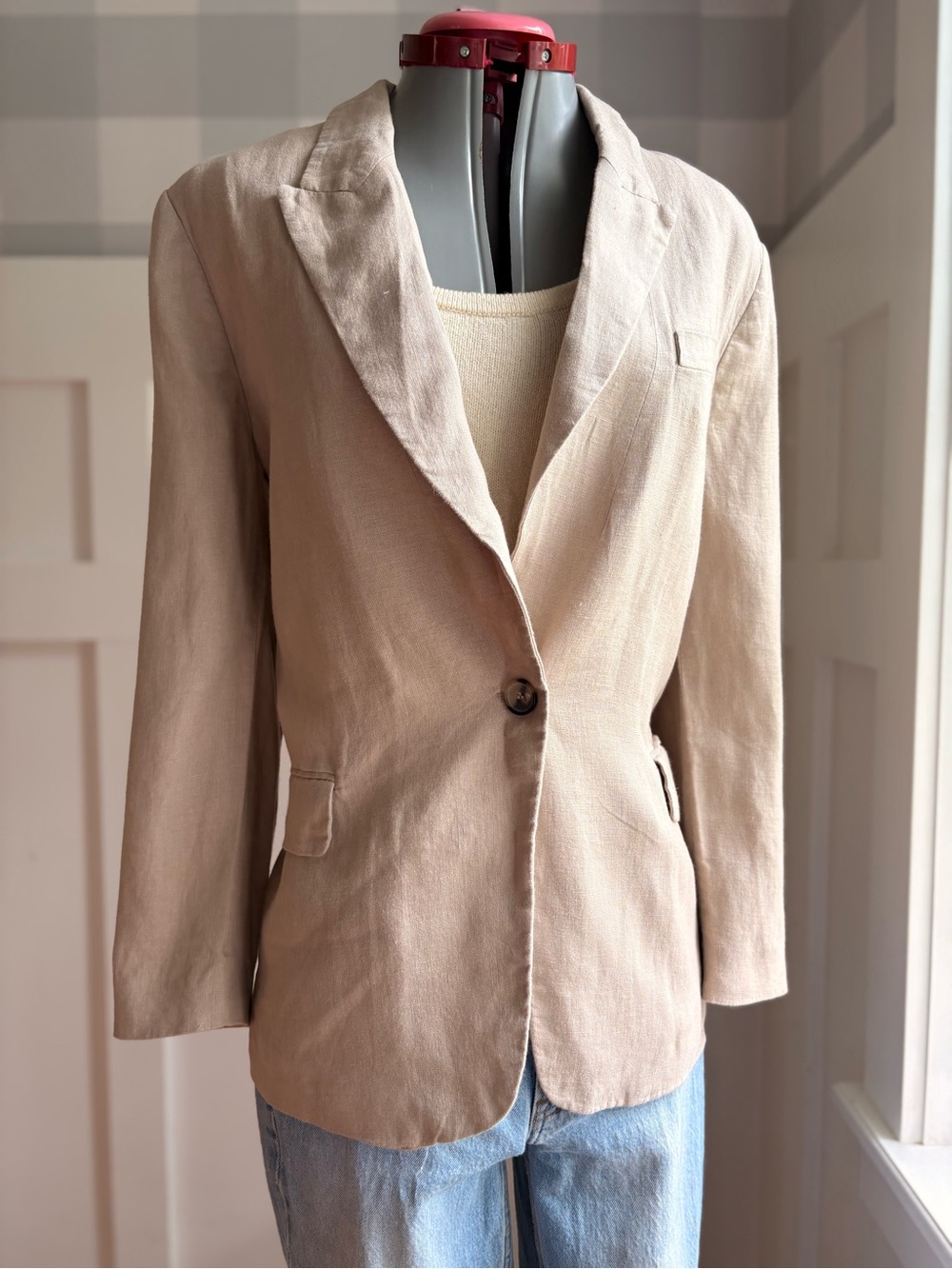 Zara Beige Single-Button Blazer XL - Picture 3 of 8